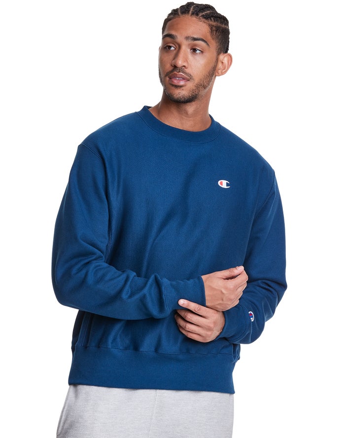 Champion Herre Sweatshirt Blå - Reverse Weave Crew - Danmark FOJ-823041